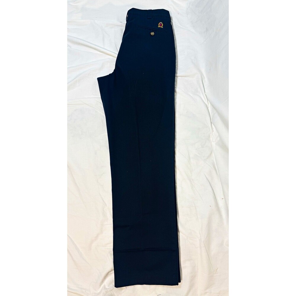 Tommy Hilfiger Men's Navy Cotton Twill Pleated Straight Pants Regular Fit W34
